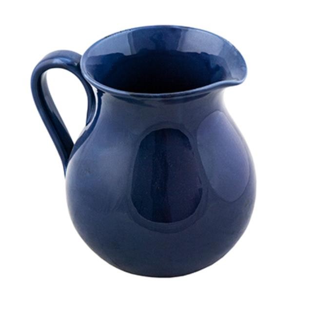 PITCHER-CERAMIC-BLUE DISTRESSE