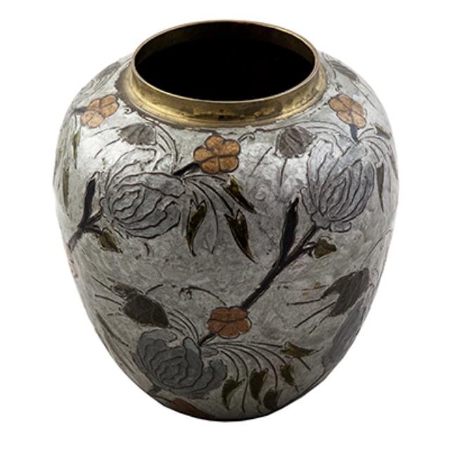 JAR-METAL CLOISONNE FLORAL