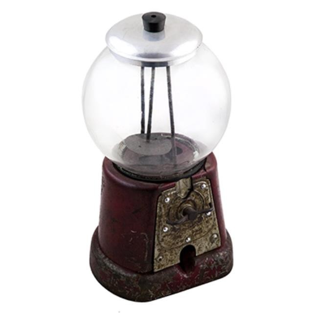 GUMBALL MACHINE-RED METAL/GLAS