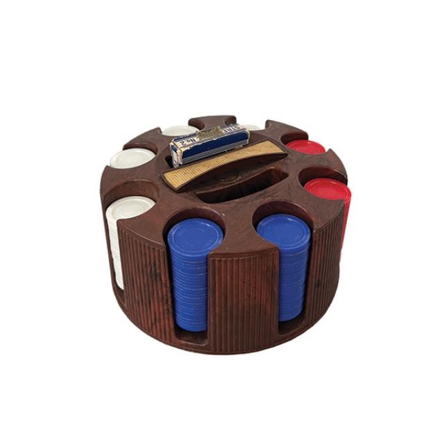 (76890003)POKER CHIPS-W/HOLDER-Brown Plastic Lowe Chip Caddy