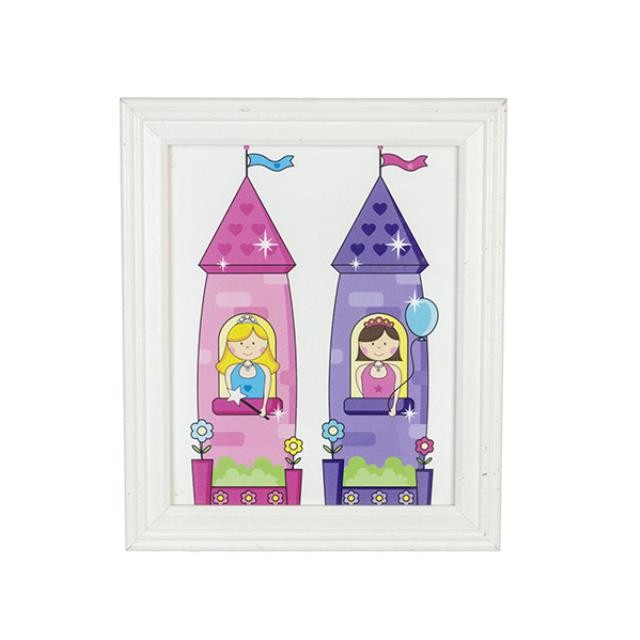 KIDS PRINT-Twin Princesses in Twin Castle Turrets