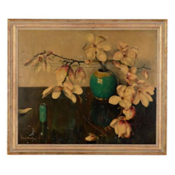 PRINT-FR-PEONIES-RUBBED GILT F