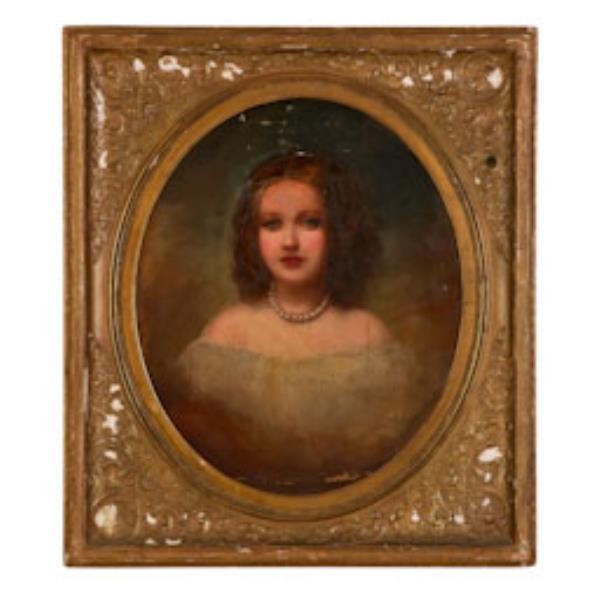 PAINTING-FR-OIL-GIRL W/PEARLS-