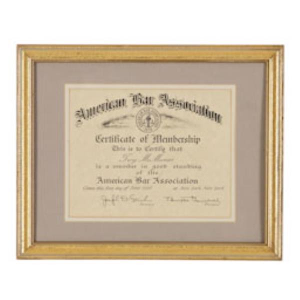 DIPLOMA-AMERICAN BAR, FRAMED