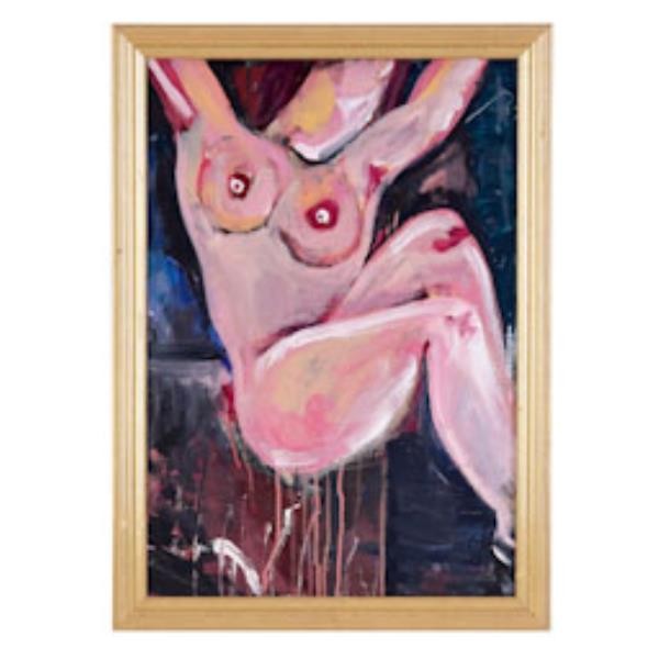PAINTING-21X29-PINKNUDE-GLD FR