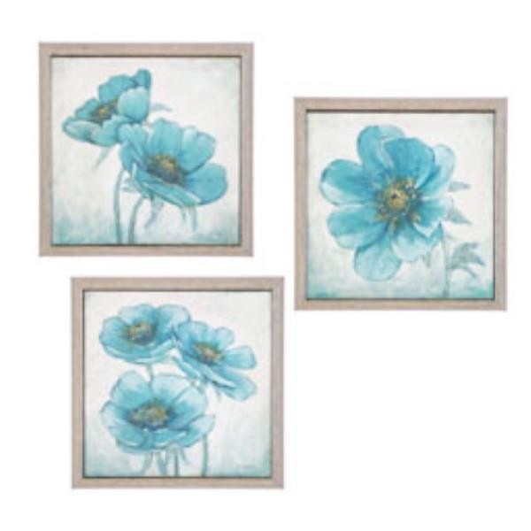 PLAQUE-BLUE FLOWERS-SLV FRAME