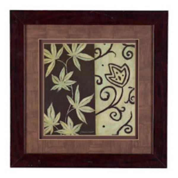 PRINT-19"SQ-LEAVES ON BROWN/TA