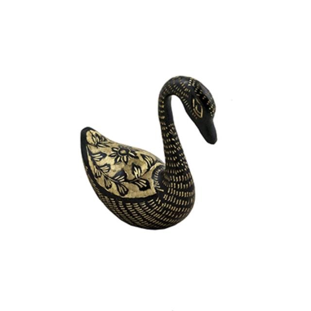 SCULPTURE-BRASS SWAN-BLK