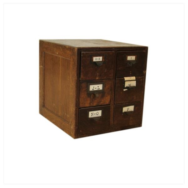 FILE-Oak Card File/6 Drawers