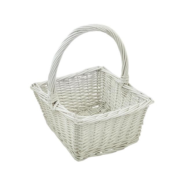 BASKET-White Square W/Handle