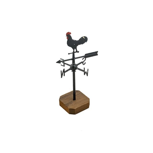 WEATHERVANE-Table Top/Black Metal Rooster W/Wooden Base