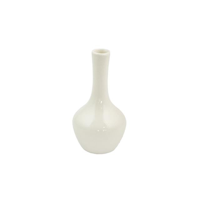 BUD VASE-White Glazed Squat Base W/Long Neck