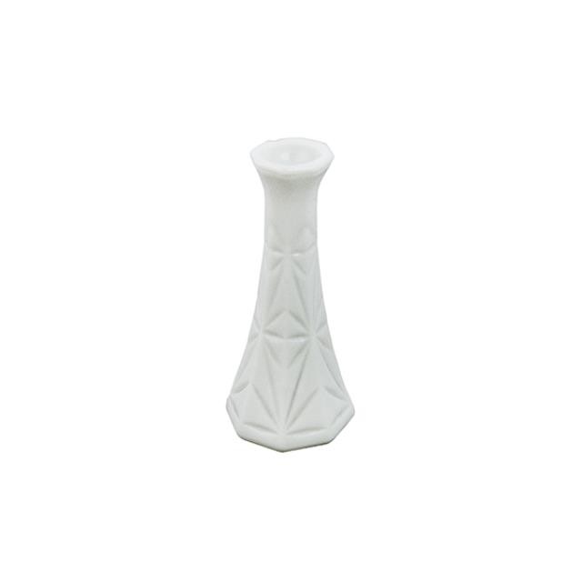 BUD VASE-Short Milk Glass/Pressed Glass Starburst Desing