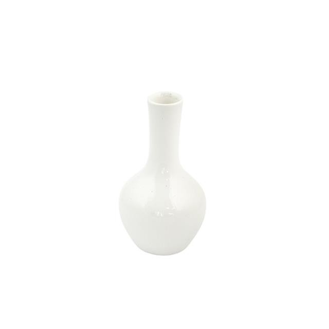 BUD VASE-White Glaze Round Body W/Long Neck