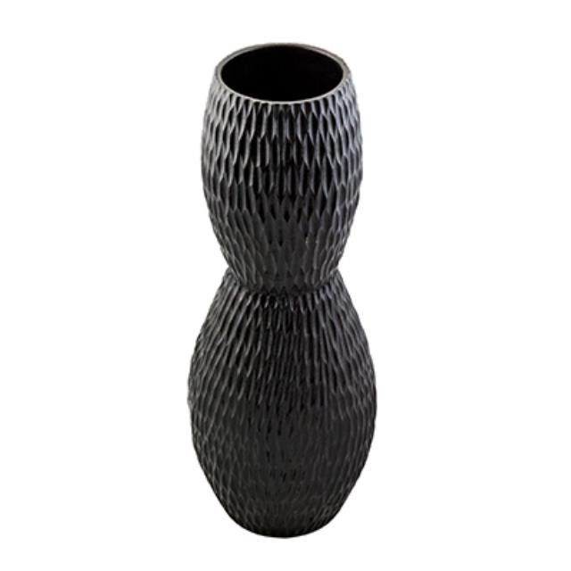 VASE-WOOD-14-BLK NOTCHED