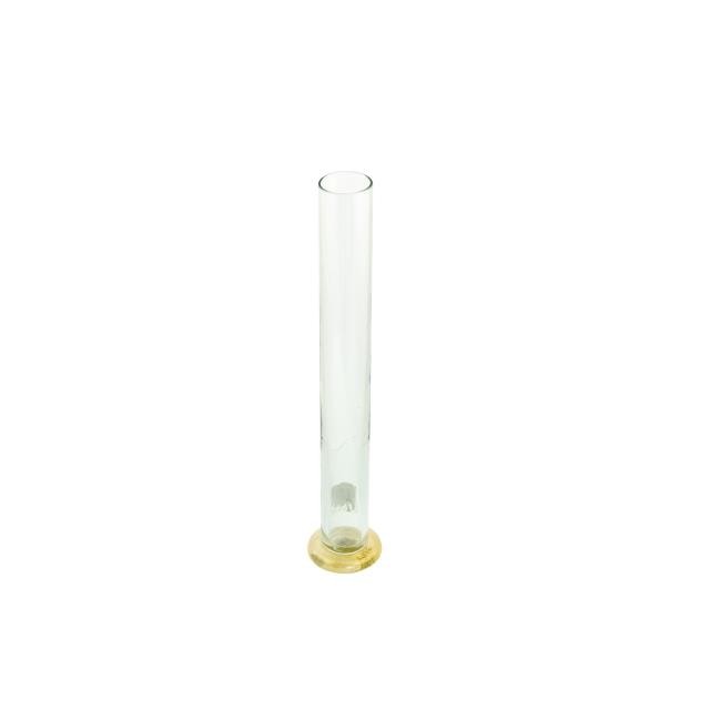 BUD VASE-Tall Clear Glass Cylinder W/Gold Leaf Base