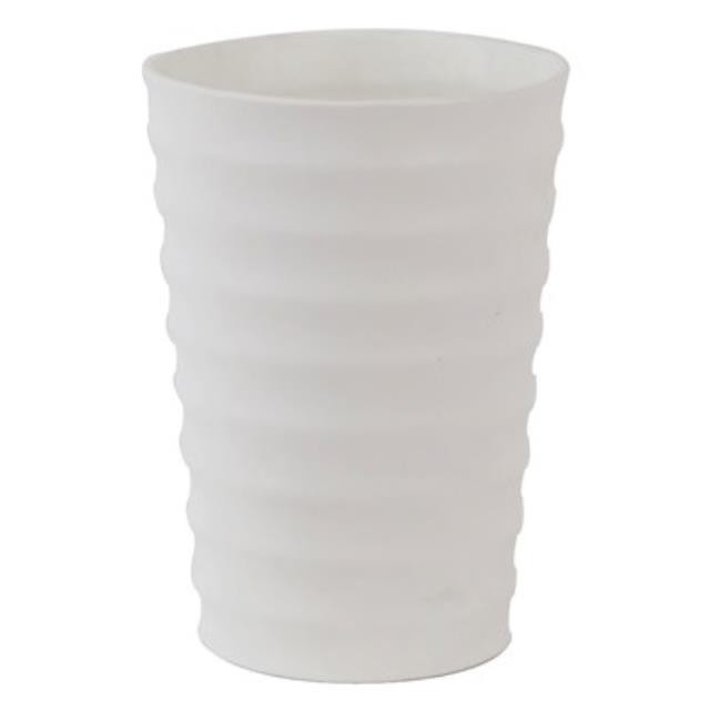 VASE-Glass/White Matt W/Horizontal Ribs