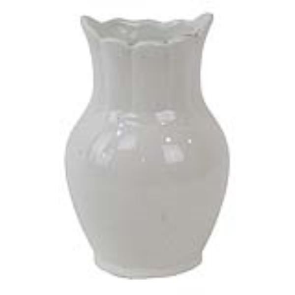 VASE-White Ironstone W/Scalloped Edge