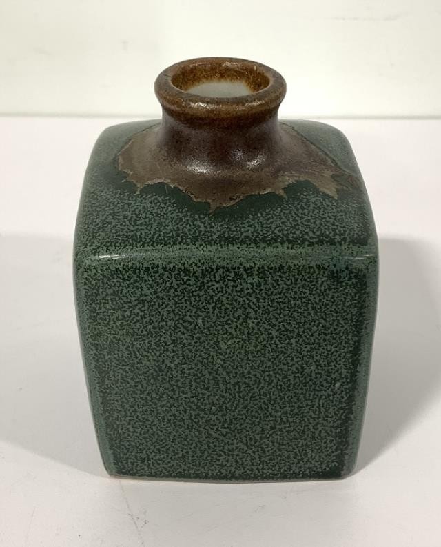 VASE-Pottery Green W/Brown Top