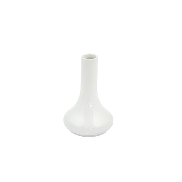 BUD VASE-White Glaze Tear Drop W/Long Neck