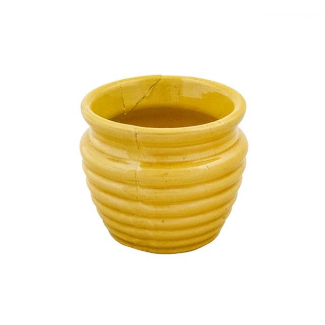 VASE-YELLOW-RIBBED POTTERY-4.25"