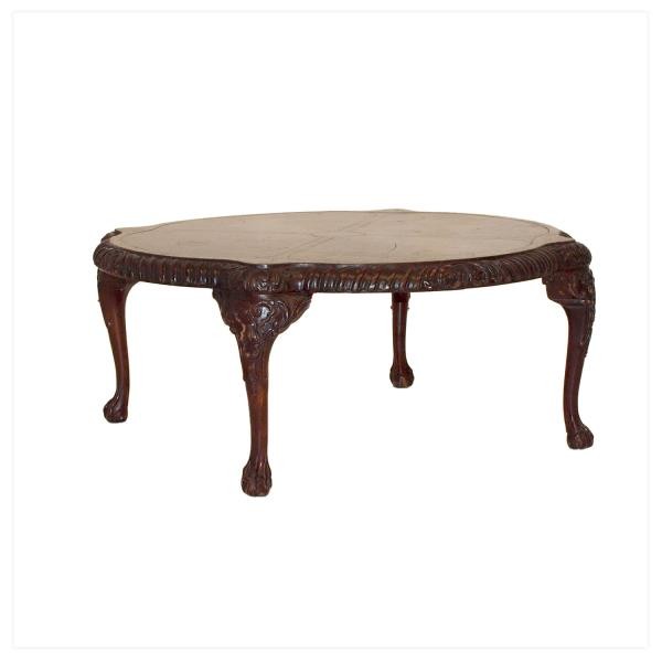 TABLE-COFFEE-38"RND-RED LEATH