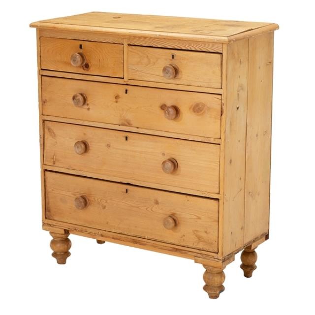 DRESSER-Raw Pine-2 Small Drawers Over 3 Drawers