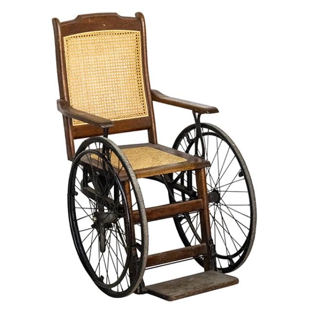 CHAIR-Vintage Wheelchair W/Caned Seat & Back