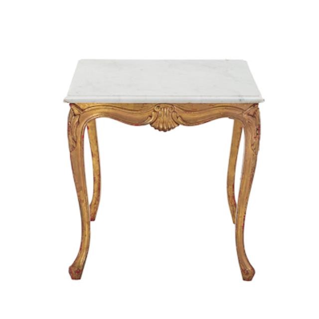TABLE-END-FRENCH-GILT-WHT MARB