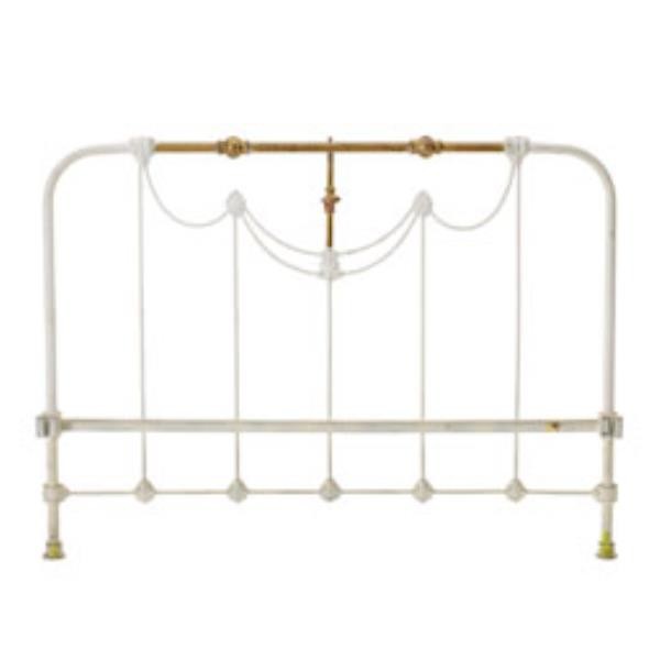 BED-FULL-IRON-BRASS 'TEE'/WHT