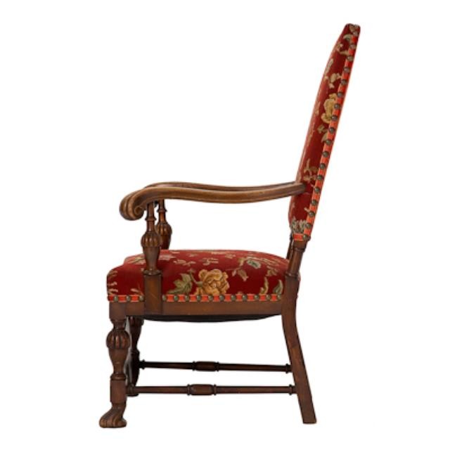 CHAIR-ARM-WALNUT-BRICK FLORAL