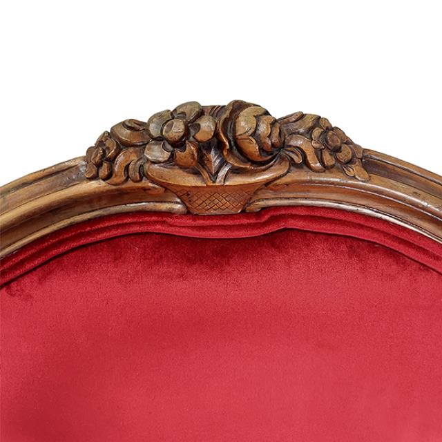 CHAIR-ARM-LOUIS XV-RED VELVET-