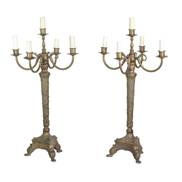 TABLE LAMP-Brass Candelabra