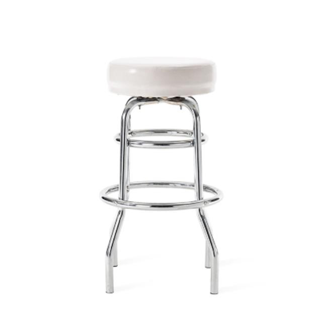 STOOL-CHROME/WHITE SEAT