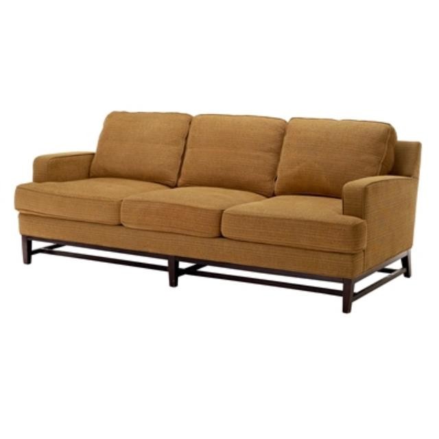 SOFA-BROWN CHENILLE-WOOD BASE