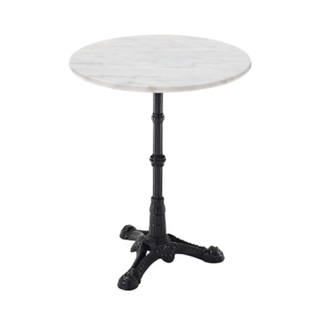 TABLE-24"RND WHITE FAUX MARBLE