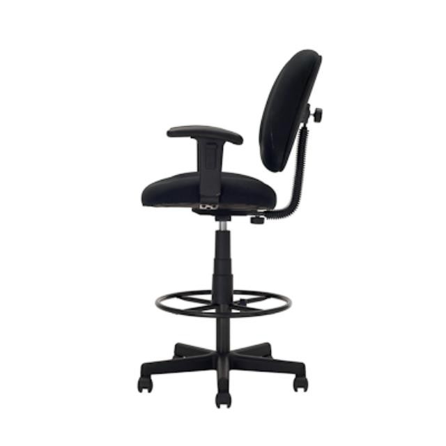 OFFICE STOOL-Drafting/Black Frame & Black Fabric W/Foot Rest Ring