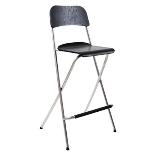 Blk Folding Stool W/Chrome