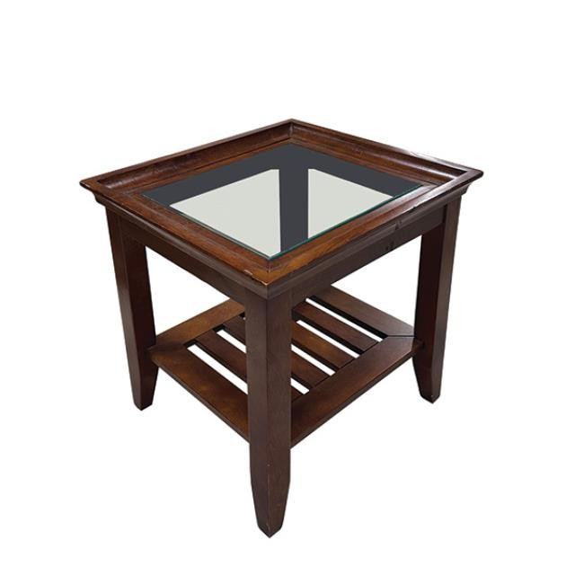 TABLE-END-WALNUT-GLASS TOP-SLA