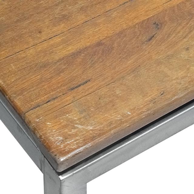 END TABLE-Walnut Top W/Metal Base