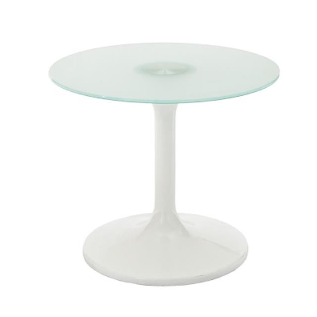 TABLE-END-WHITE PED W/ FROSTED