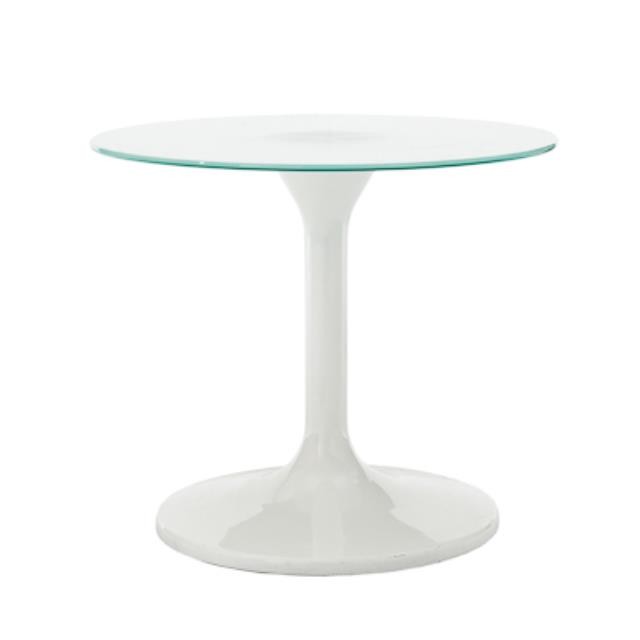 TABLE-END-WHITE PED W/ FROSTED