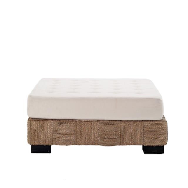 OTTOMAN-WOVEN RATTAN-CREAM TUF