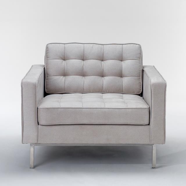 CHAIR-CLUB-TAUPE-TUFTED SUEDE