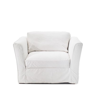 CHAIR 1/2-WHT DENIM ARM