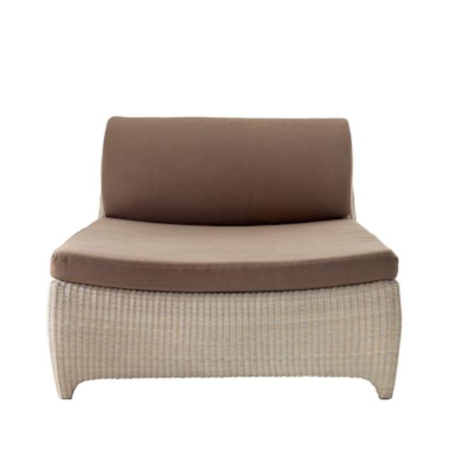 CHAISE-CREAM WICKER-TAN CUSHIO