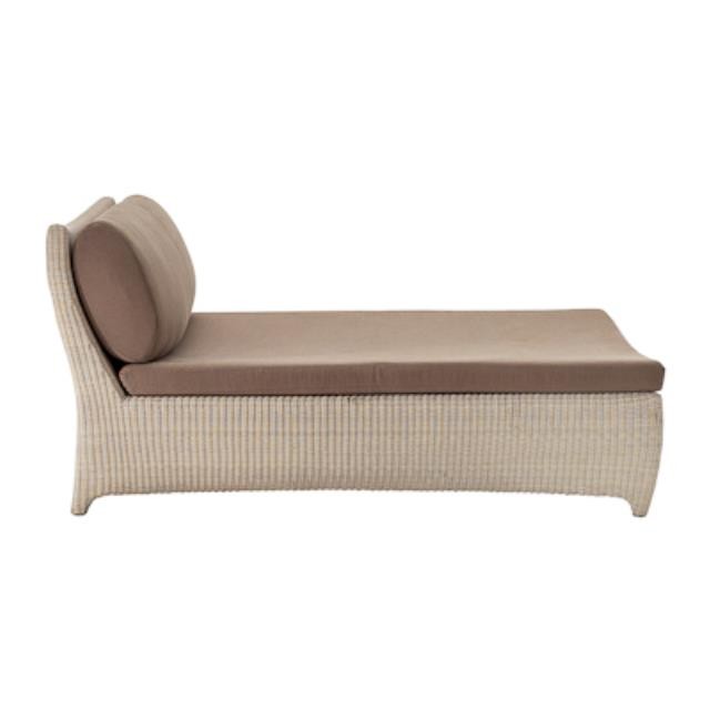 CHAISE-CREAM WICKER-TAN CUSHIO