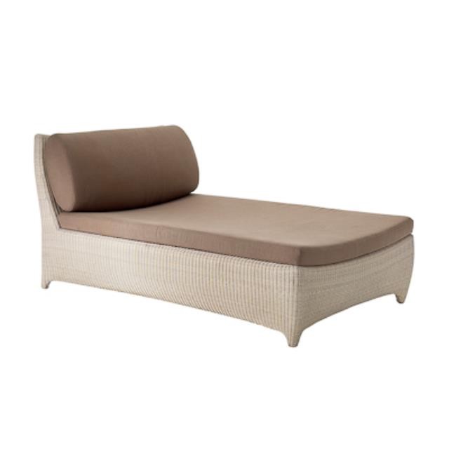 CHAISE-CREAM WICKER-TAN CUSHIO