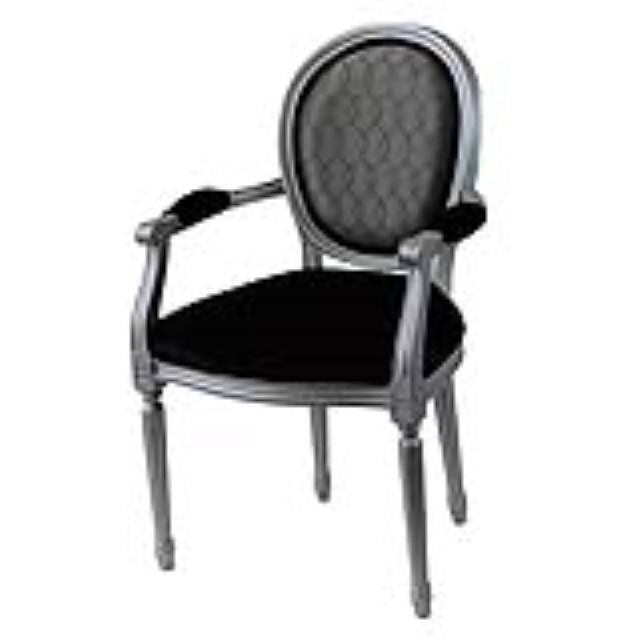 Oval Back Arm Chair Silver & B