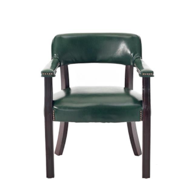 CHAIR-ARM-GREEN LEATHER